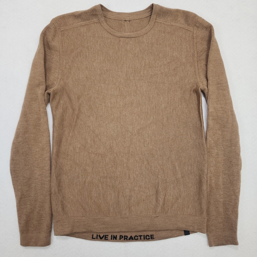Lululemon Alpine Air Crew Sweater Men's Large Brown Merino Wool Shirt Top NICE!